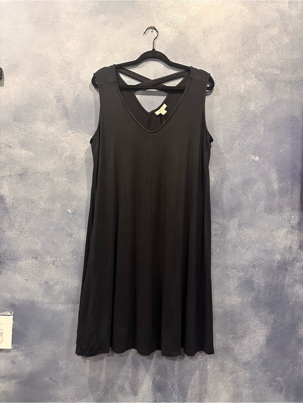 Style & Co. Black Sleeveless V-Neck Dress with Crisscross Back Straps